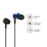Mi Dual Driver in-Ear Earphones with Mic and Long Tangle-Free Cable(Blue)